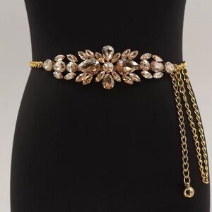 Champagne Gold Crystal Embellished Belt